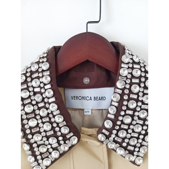 Veronica Beard Arlen Dickey Crystal-Embroidered Coated-Cotton Statement Coat - Picture 3 of 10